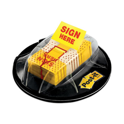 Page Flags In Dispenser, "Sign Here", Yellow, 200 Flags/Dispenser