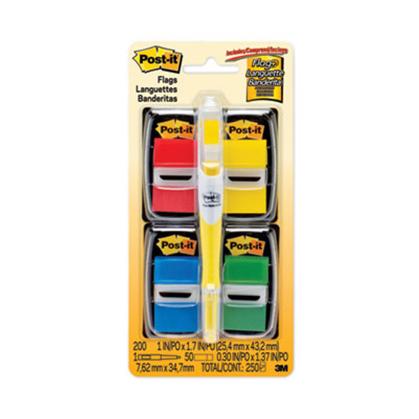Page Flag Value Pack, Assorted, 200 1" Flags + Highlighter With 50 0.5" Flags