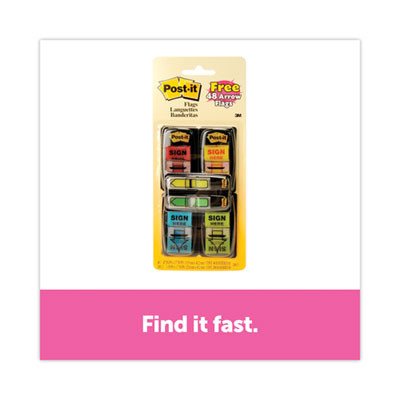 Arrow Message 1" Page Flags, 200 "Sign Here", 48 Arrow, Four Colors, 248/Pack