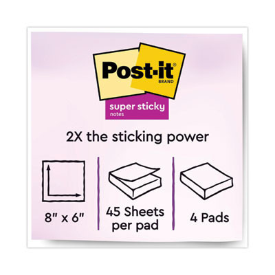 Meeting Notes In Energy Boost Collection Colors, 8" x 6", 45 Sheets/Pad, 4 Pads/Pack