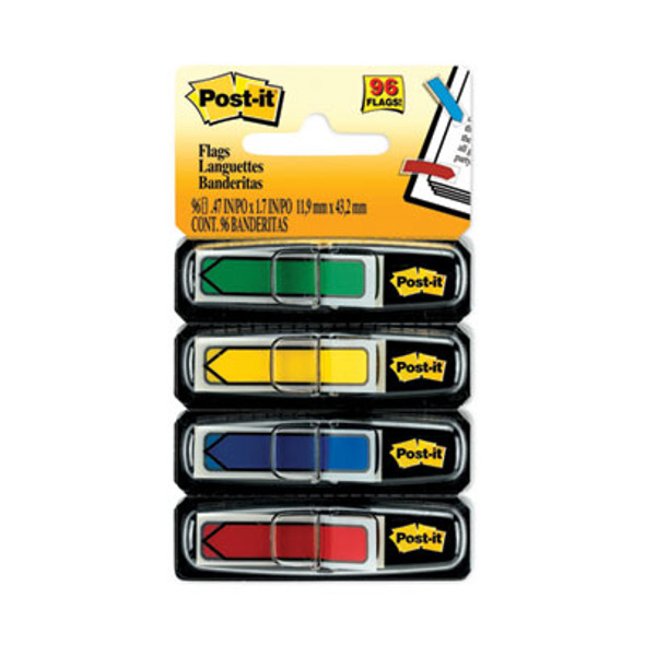 Arrow 0.5" Page Flags, Assorted Primary, 24/Color, 96 Flags/Pack