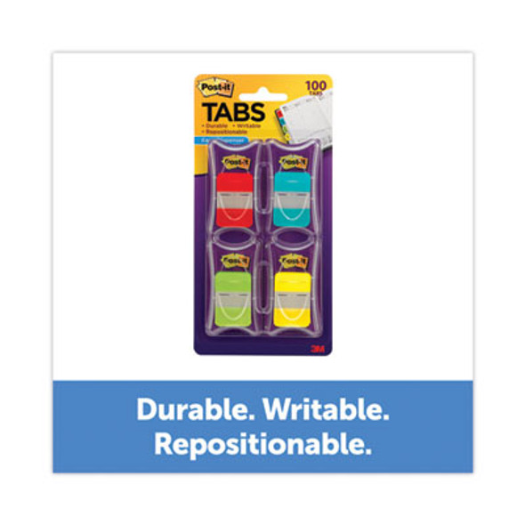 1" Plain Solid Color Tabs, 1/5-Cut, Assorted Colors, 1" Wide, 100/Pack