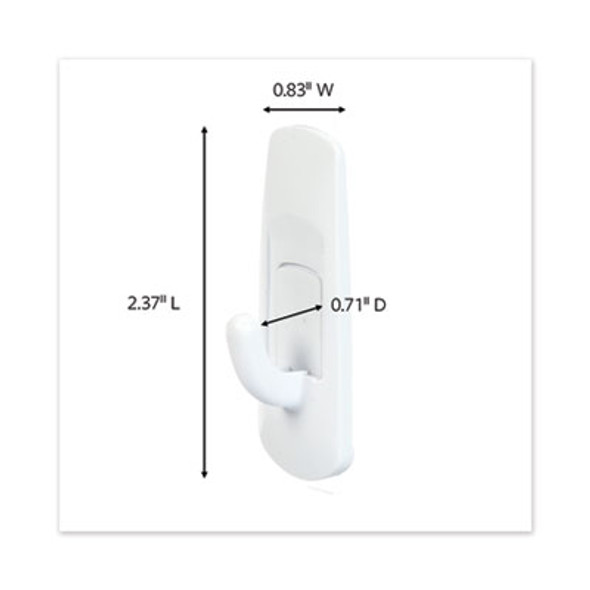 General Purpose Hooks, Small, Plastic, White, 1 Lb Capacity, 6 Hooks And 12 Strips/Pack