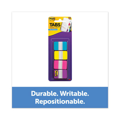 1" Wide Tabs With Dispenser, Aqua, Pink, Violet, Yellow, 88/Pack