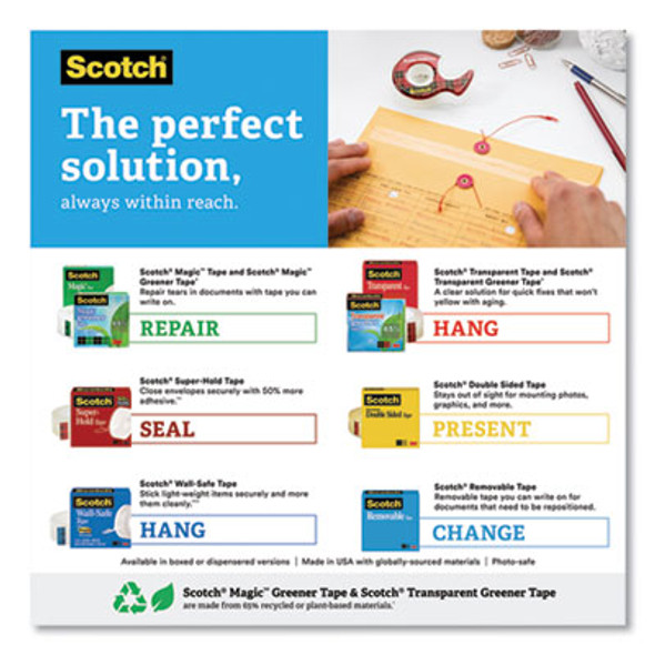 Super-Hold Tape Refill, 1" Core, 0.75" X 27.77 Yds, Crystal Clear, 10 Rolls/Pack