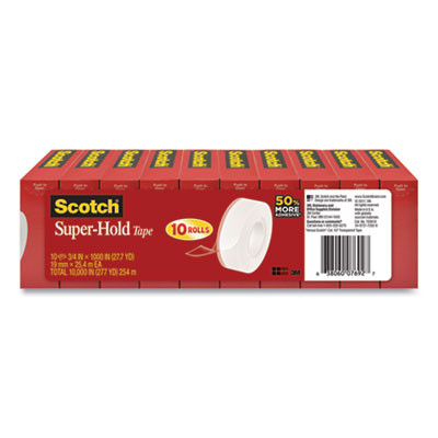 Super-Hold Tape Refill, 1" Core, 0.75" X 27.77 Yds, Crystal Clear, 10 Rolls/Pack