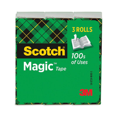 Magic Tape Refill, 3" Core, 1" X 72 Yds, Clear, 3/Pack