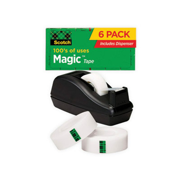 Magic Tape Desktop Dispenser Value Pack, 1" Core, 0.75" X 83.33 Ft, Clear