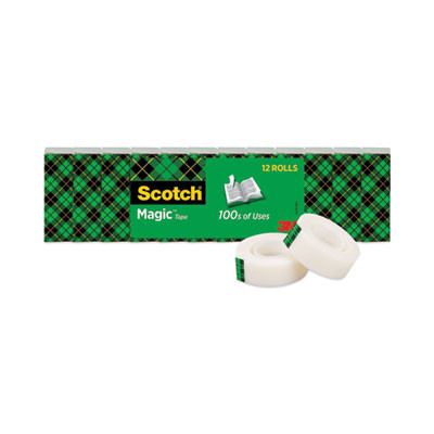 Magic Tape Value Pack, 1" Core, 0.75" X 83.33 Ft, Clear, 12/Pack