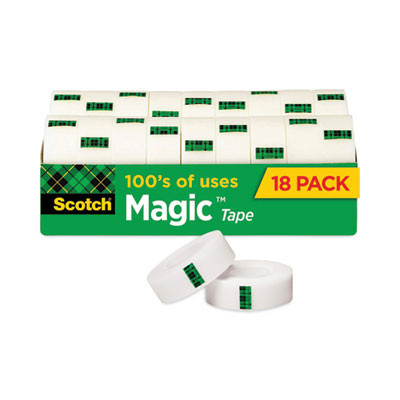 Magic Tape Cabinet Pack, 1" Core, 0.75" X 83.33 Ft, Clear, 18/Pack