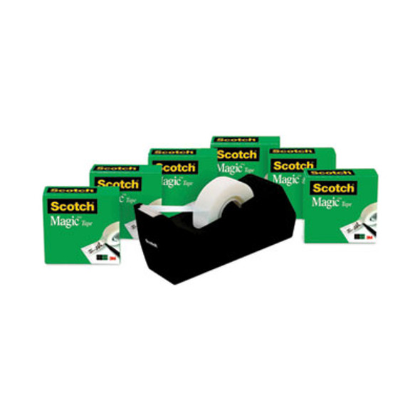 Magic Tape Desktop Dispenser Value Pack, 1" Core, 0.75" x 83.33 Ft, Clear, 6 Tape Rolls/Pack
