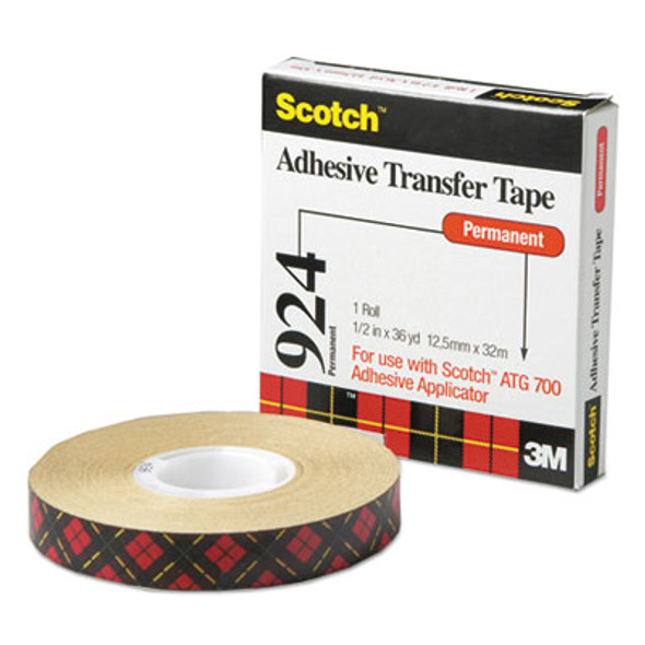 Atg Adhesive Transfer Tape, Permanent, Holds Up To 0.5 Lbs, 0.5" X 36 Yds, Clear