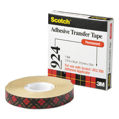 Atg Adhesive Transfer Tape, Permanent, Holds Up To 0.5 Lb, 0.5" x 36 Yd, Clear