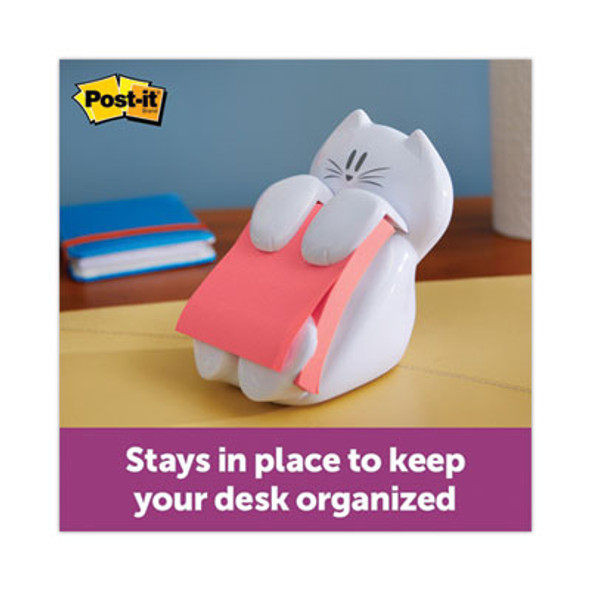 Cat Notes Dispenser, For 3 x 3 Pads, White, Includes (1) Rio De Janeiro Super Sticky Pop-Up Pad