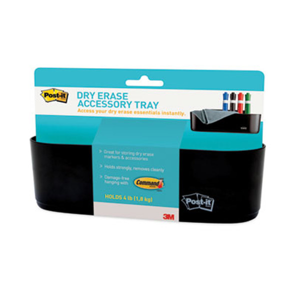 Dry Erase Accessory Tray, 8.5" x 3" x 5.25", Black