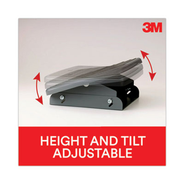 Adjustable Steel Footrest, Nonslip Surface, 22w x 14d x 4 To 4.75h, Black/Charcoal