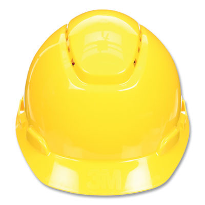 Securefit H-700 Series Hard Hat With Uvicator, Vented, Front Brim, 4-Point Pressure Diffusion, One Size Fits Most, Yellow