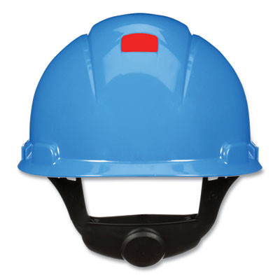 Securefit H-700 Series Hard Hat With Uvicator, Front Brim, 4-Point Pressure Diffusion Ratchet, One Size Fits Most, Blue