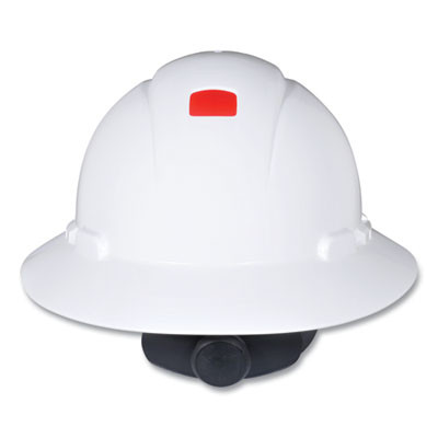 Securefit H-800 Series Hard Hat With Uvicator, Full Brim, 4-Point Pressure Diffusion Ratchet, One Size Fits Most, White
