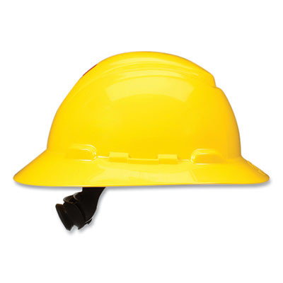H-800 Series Securefit Hard Hat With Uvicator, Full Brim, 4-Point Pressure Diffusion Ratchet, One Size Fits Most, Yellow