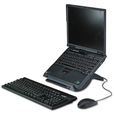 Vertical Notebook Computer Riser With Cable Management, 9" X 12" X 6.5" To 9.5", Black/Charcoal Gray, Supports 20 Lbs