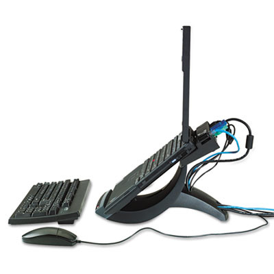 Vertical Notebook Computer Riser With Cable Management, 9" X 12" X 6.5" To 9.5", Black/Charcoal Gray, Supports 20 Lbs