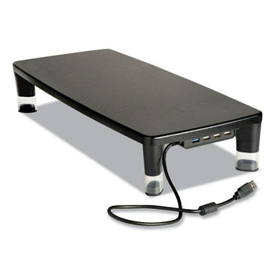 Monitor Stand Ms100b, 21.6 X 9.4 X 2.7 To 3.9, Black/Clear, Supports 33 Lb