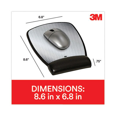 Antimicrobial Gel Compact Mouse Pad With Wrist Rest, 8.6 x 6.75, Black