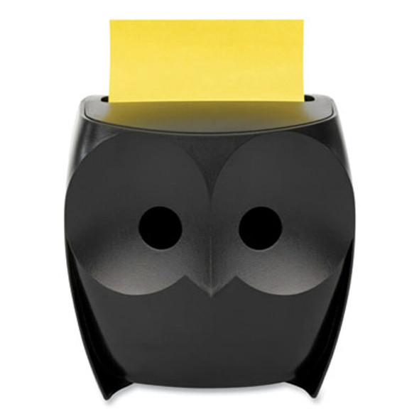 Owl-Shaped Dispenser, For 3 x 3 Pads, Black, Includes 45-Sheet Citron Super Sticky Dispenser Pop-Up Pad