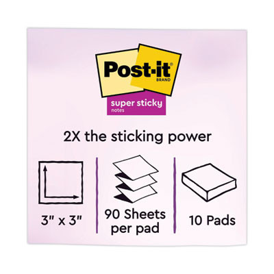 Pop-Up 3 x 3 Note Refill, 3" x 3", Supernova Neons Collection Colors, 90 Sheets/Pad, 10 Pads/Pack