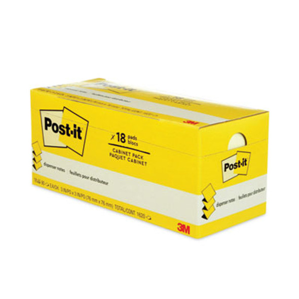 Original Canary Yellow Pop-Up Refill Cabinet Pack, 3" x 3", Canary Yellow, 90 Sheets/Pad, 18 Pads/Pack