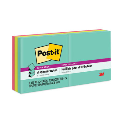 Pop-Up 3 x 3 Note Refill, 3" x 3", Supernova Neons Collection Colors, 90 Sheets/Pad, 6 Pads/Pack