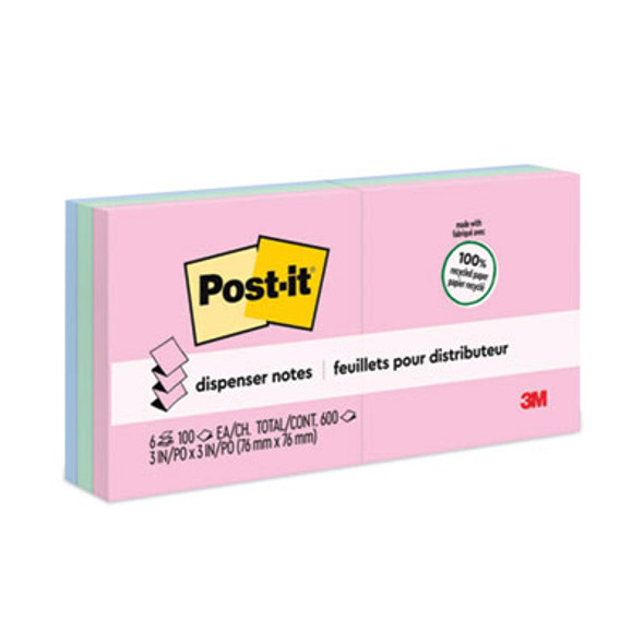 Original Recycled Pop-Up Notes, 3 x 3, Sweet Sprinkles Collection Colors, 100 Sheets/Pad, 6 Pads/Pack