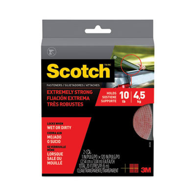 Extreme Fasteners, 1" X 10 Ft, Clear, 2/Pack