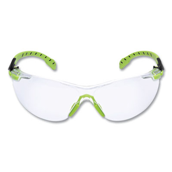 Solus 1000-Series Safety Glasses, Black/Green Plastic Frame, Clear Polycarbonate Lens