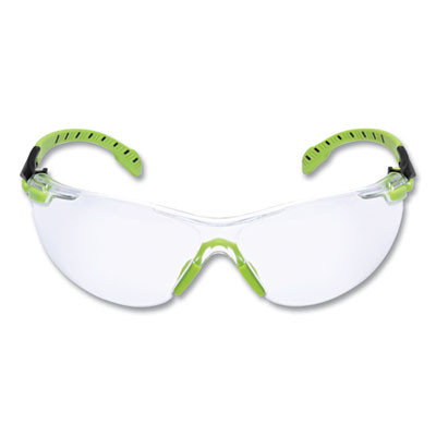 Solus 1000 Series Safety Glasses, Frameless, Black/Green Arms, Clear Single Lens