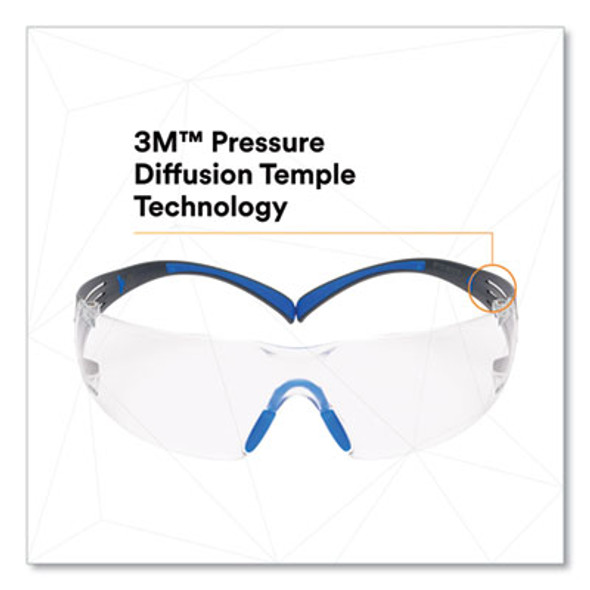 Securefit Protective Eyewear, 400 Series, Black/Blue Plastic Frame, Clear Polycarbonate Lens