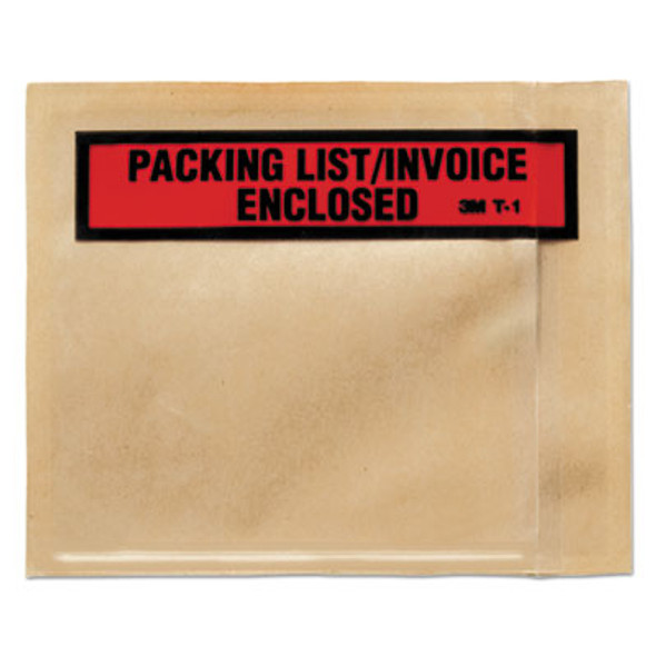 Top Print Self-Adhesive Packing List Envelope, Top-Print Front: Packing List/Invoice Enclosed, 4.5 x 5.5, Clear, 1,000/Box