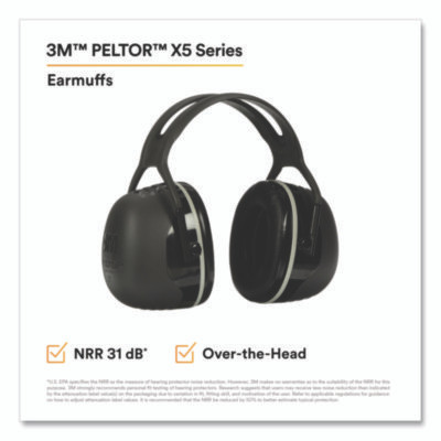 Peltor X5A Over The Head Earmuffs, Dielectric, 31 Db Nrr, Black/White