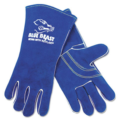 Blue Beast Leather Welding Work Gloves, Ansi Level 3 Heat Resistance, Gunn Cut, Wing Thumb, X-Large, Blue, 12 Pairs