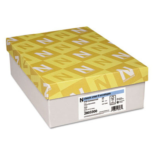 Classic Crest #10 Envelope, Commercial Flap, Gummed Closure, 4.13 X 9.5, Classic Natural White, 500/Box