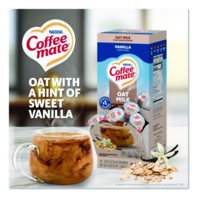 Plant-Based Oat Milk Liquid Creamers, Natural Vanilla, 0.38 Oz Mini Cups, 50/Box