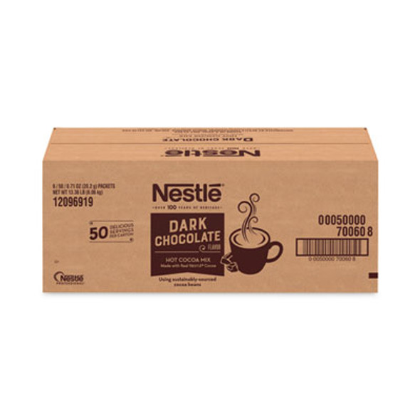 Hot Cocoa Mix, Dark Chocolate, 0.71 Packets, 50 Packets/Box, 6 Boxes/Carton