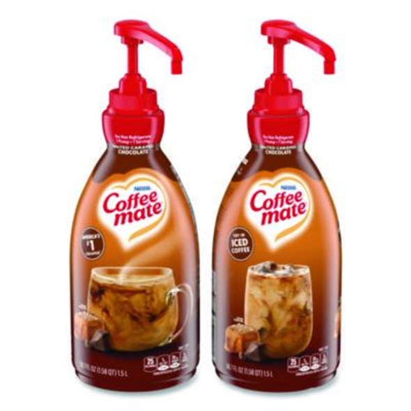 Liquid Creamer Pump Bottle, Salted Caramel Chocolate, 1.5 L Pump Bottle, 2/Carton