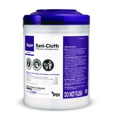 Super Sani-Cloth Germicidal Disposable Wipes, 1-Ply, 6 x 6.75, Unscented, White, 160/Canister, 12 Canisters/Carton