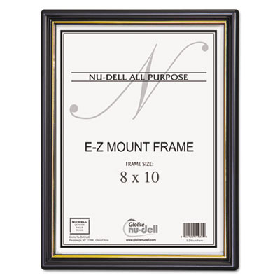 Ez Mount Document Frame With Trim Accent And Plastic Face, Plastic, 8 X 10, Black/Gold