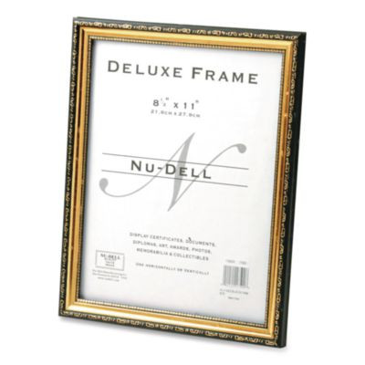 Deluxe Document And Photo Frame, Molded Styrene/Plastic, 8.5 X 11 Insert, Gold/Black