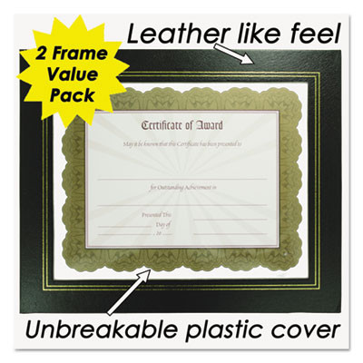 Leatherette Document Frame, 8.5 x 11, Black, Pack Of Two