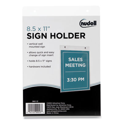 Clear Plastic Vertical-Orientation Wall Sign Holder With Mounting Screws, Quick-Change Insert System, 8.5 x 11 Insert