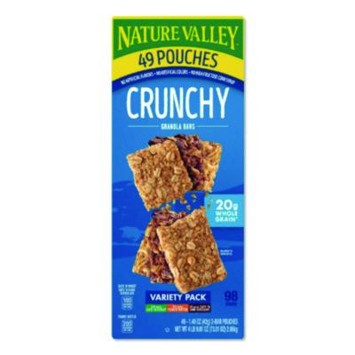 Granola Bars, Assorted Crunchy Bars, 1.5 Oz Pouch, 2 Bars/Pouch, 49 Packs/Box